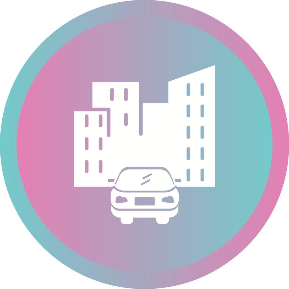 Beautiful Car in city Vector Glyph Icon