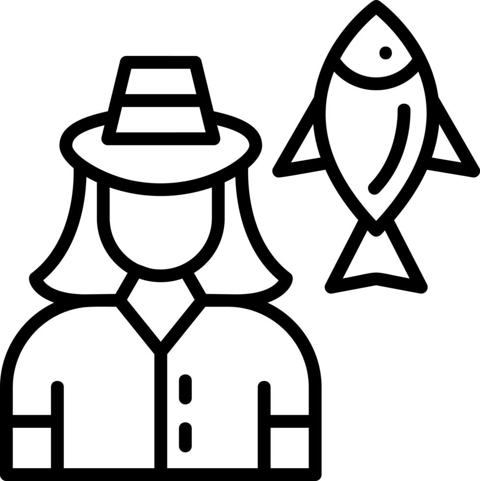 Fisherwoman Vector Icon Design