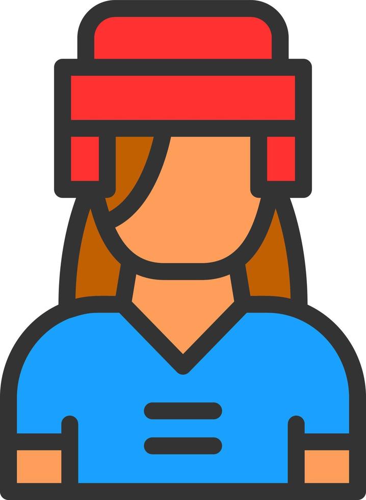 Hockey Player Woman Vector Icon Design