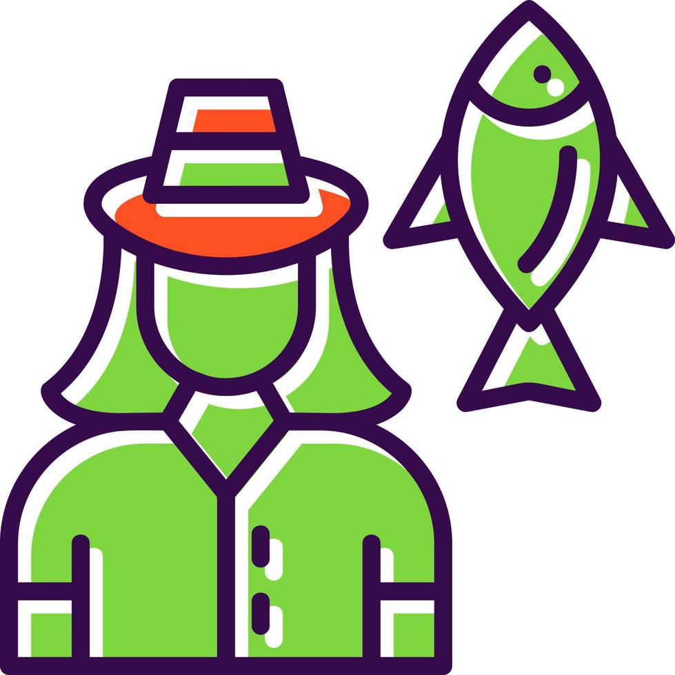 Fisherwoman Vector Icon Design