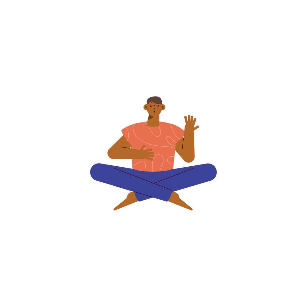 afro man in lotus position vector