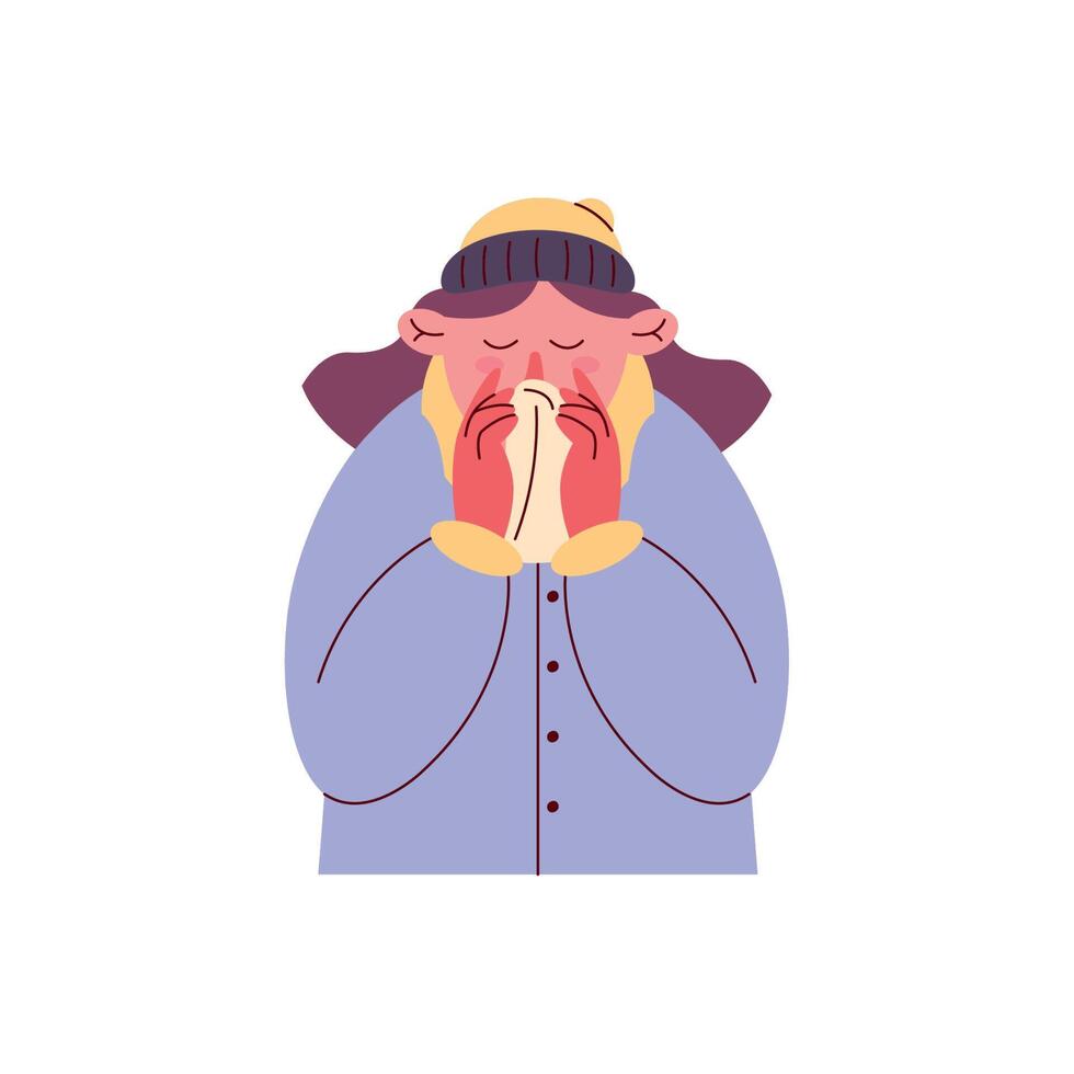 woman sick with flu vector