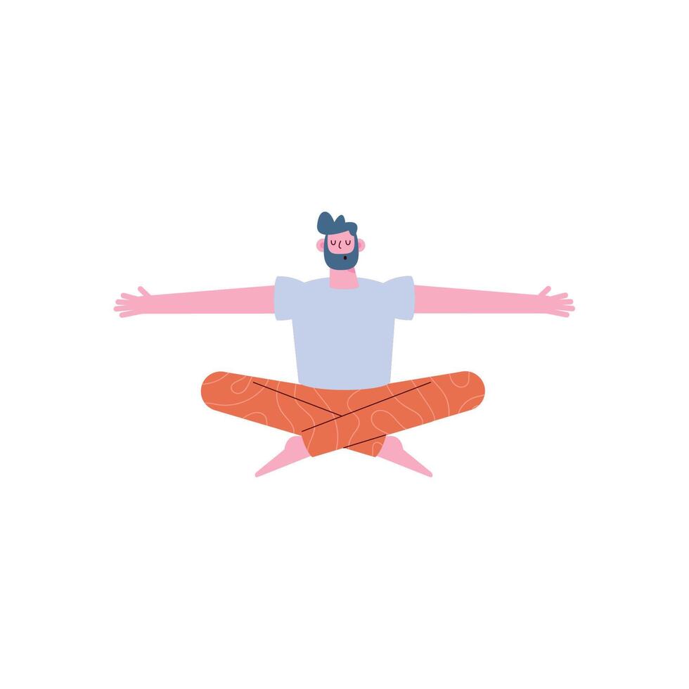 bearded man in lotus position vector