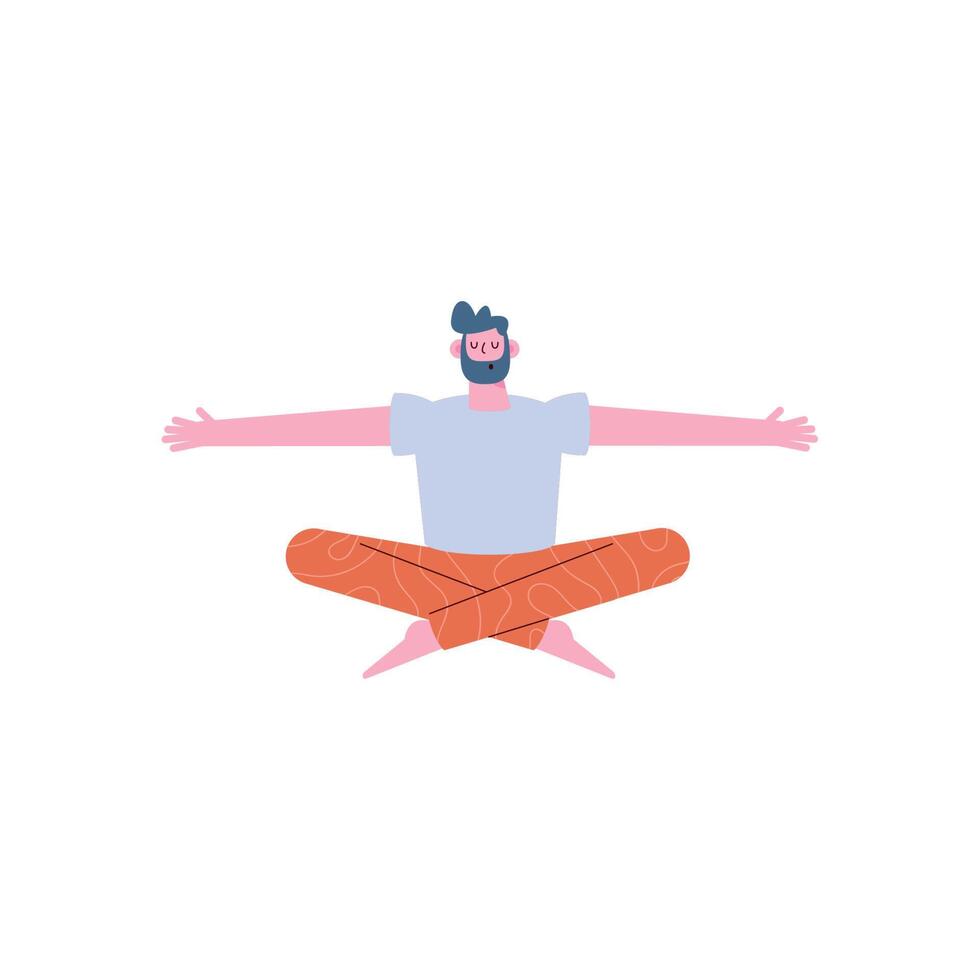 bearded man in lotus position vector