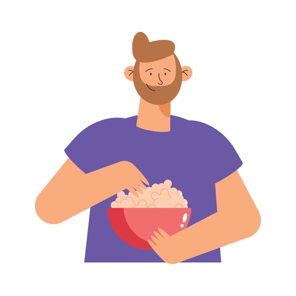 man eating pop corn vector