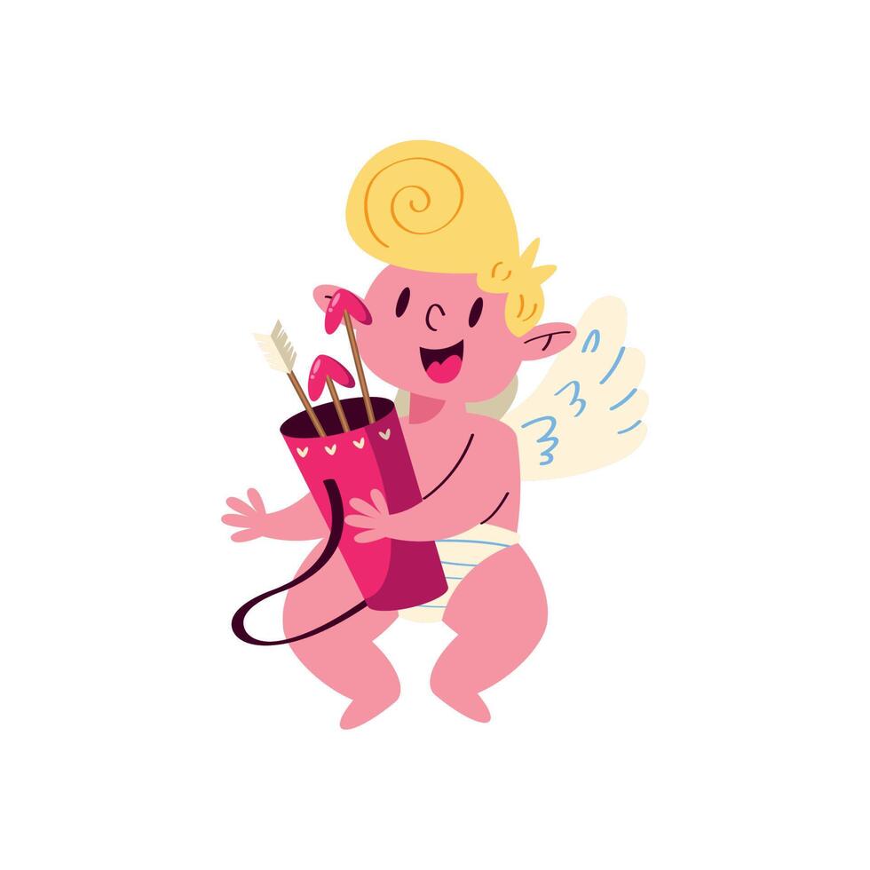 cupid angel with arrows bag vector