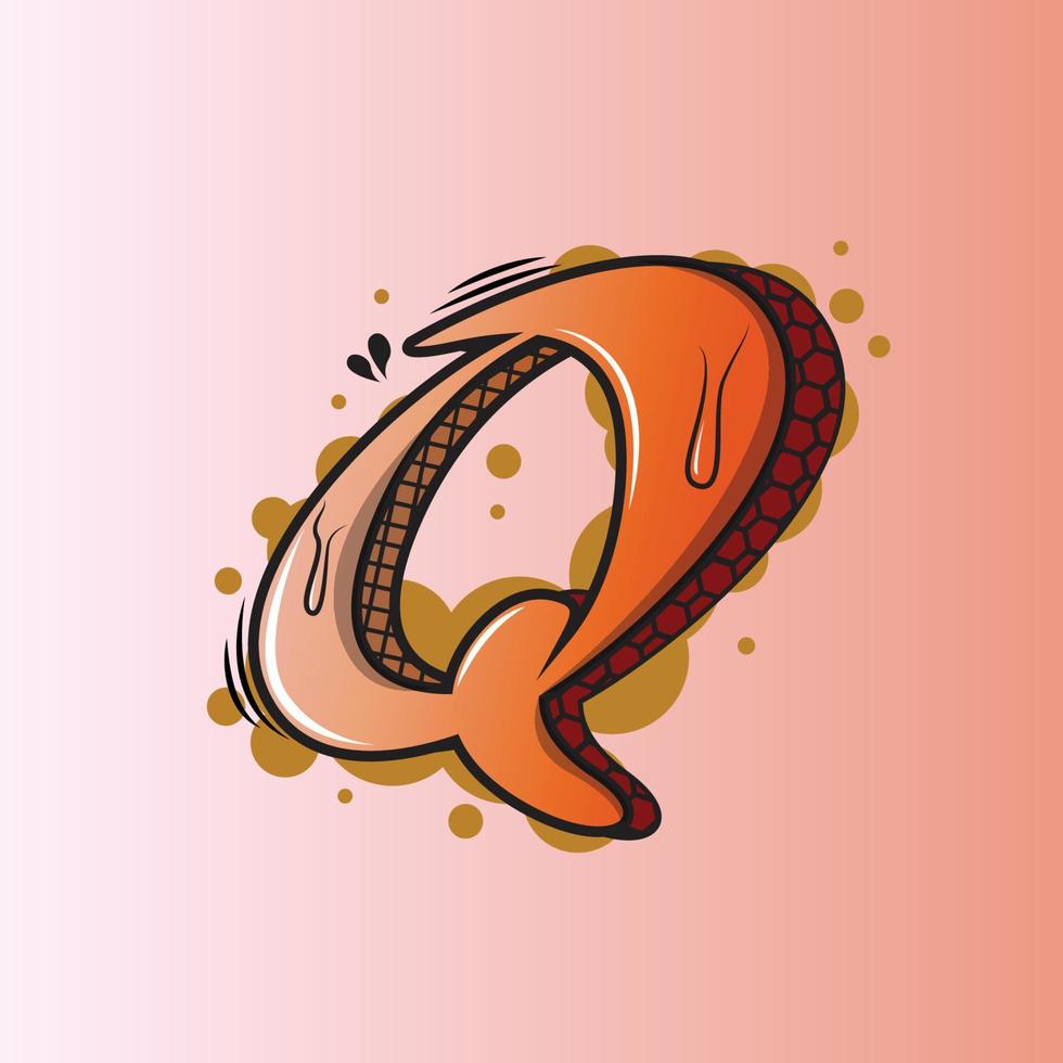 Graffiti Letter Q premium vector illustration