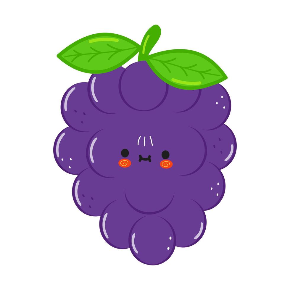 Cute funny grape character. Vector hand drawn cartoon kawaii character illustration icon. Isolated on white background. grape character concept