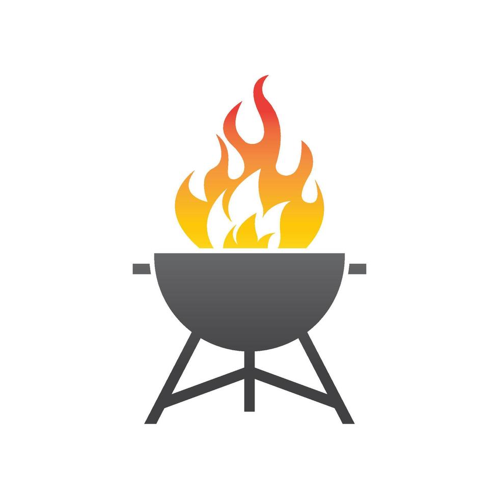 parrilla de barbacoa simple e icono de símbolo con logotipo de humo o vapor vector