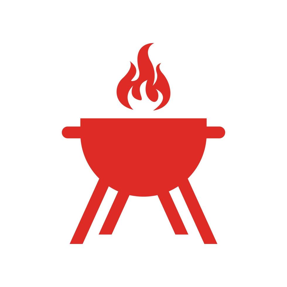 parrilla de barbacoa simple e icono de símbolo con logotipo de humo o vapor vector