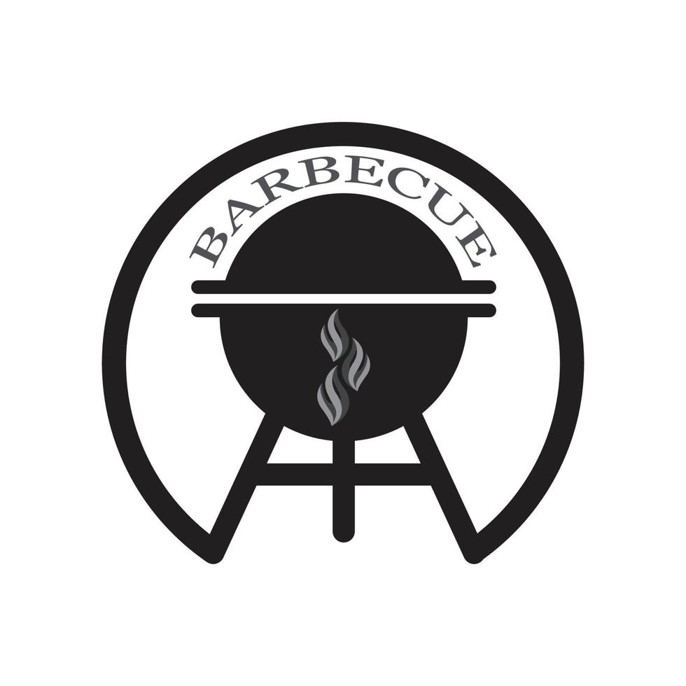 parrilla de barbacoa simple e icono de símbolo con logotipo de humo o vapor vector