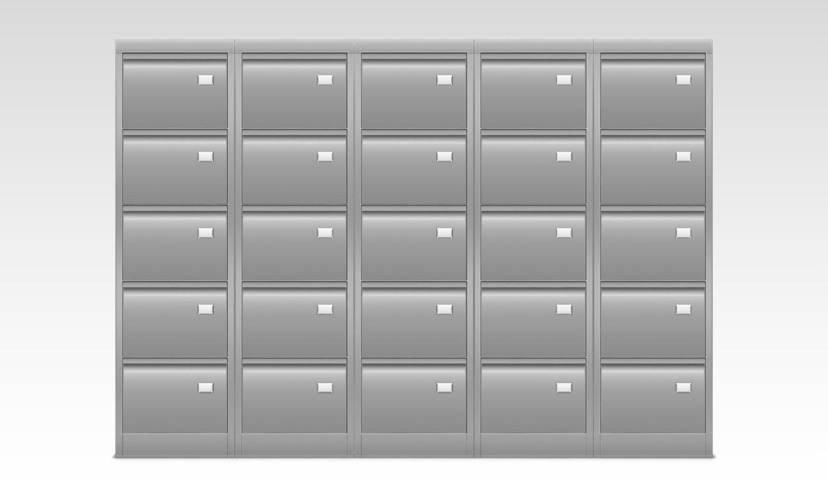 File cabinet with drawers for documents, vector