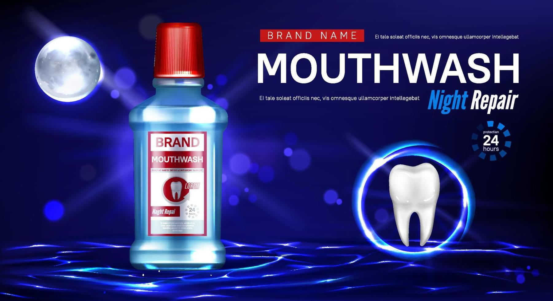 Mouthwash night repair promo poster vector