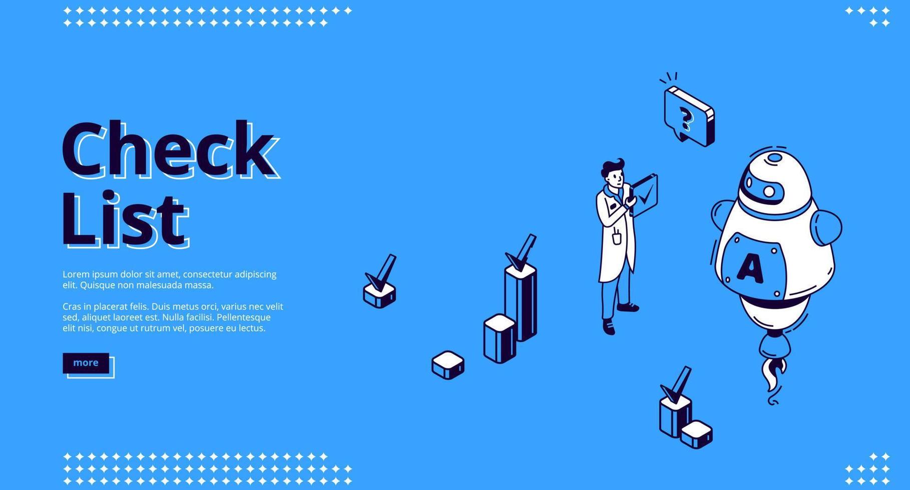 Check list, online survey isometric web banner vector
