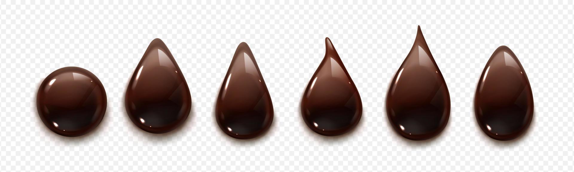 Realistic set of liquid chocolate drops and blots vector