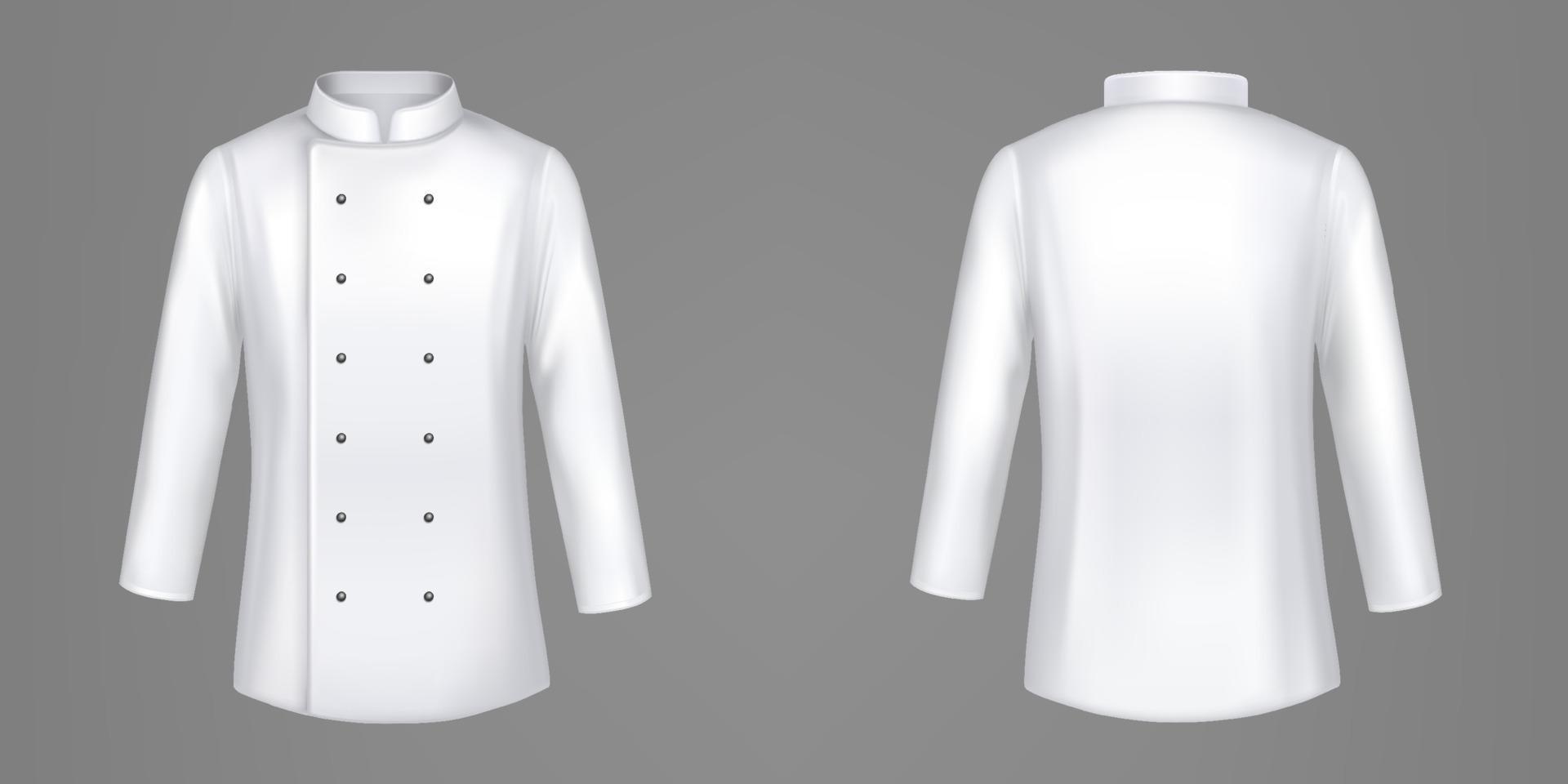 White chef jackets, cook uniform, formal shirt vector