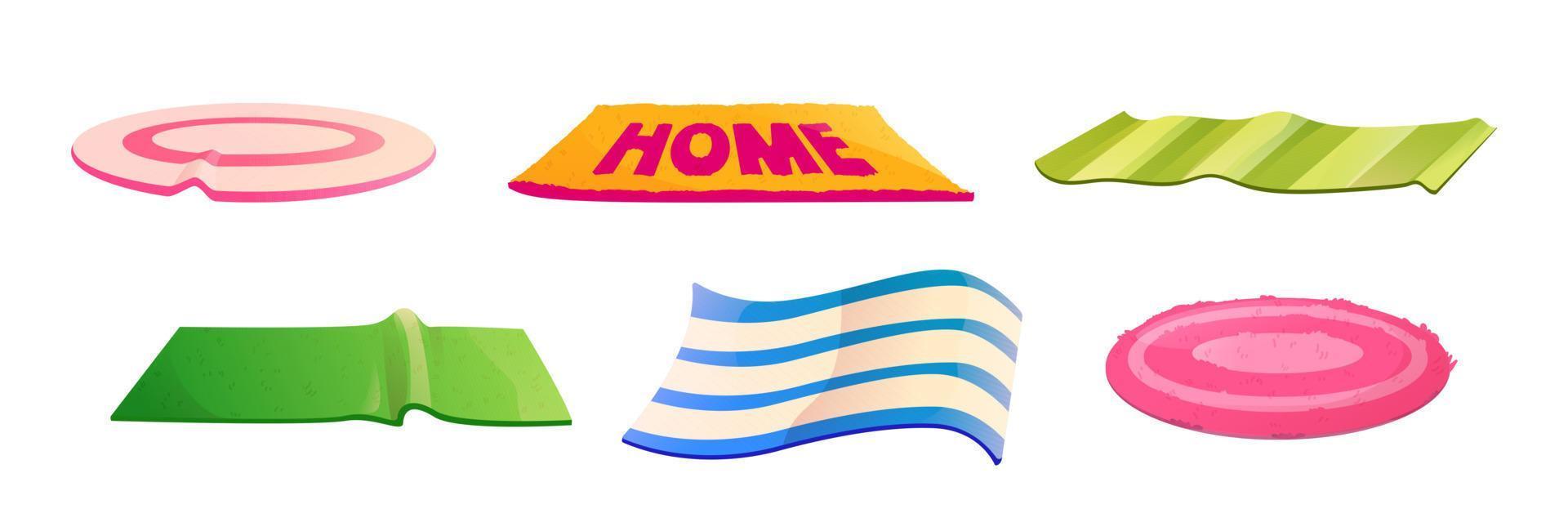 Carpets, fluffy floor mats for home, cloth rugs vector