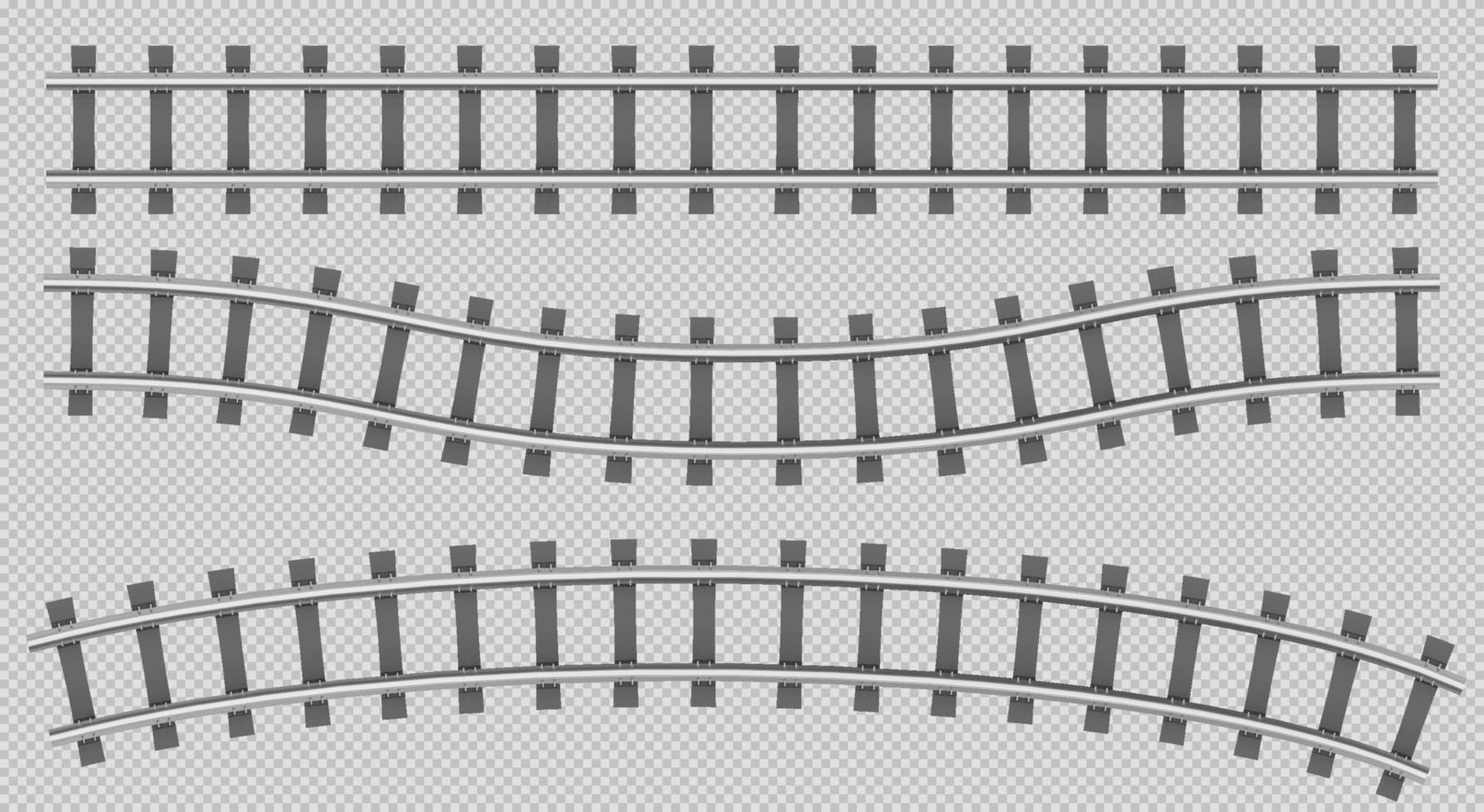 Train rails top view, railway track construction vector