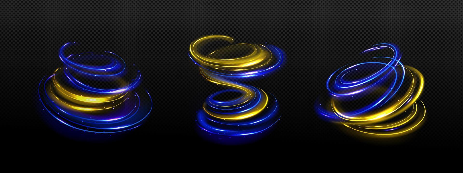 Magic spiral, wave with blue or golden star sparks vector