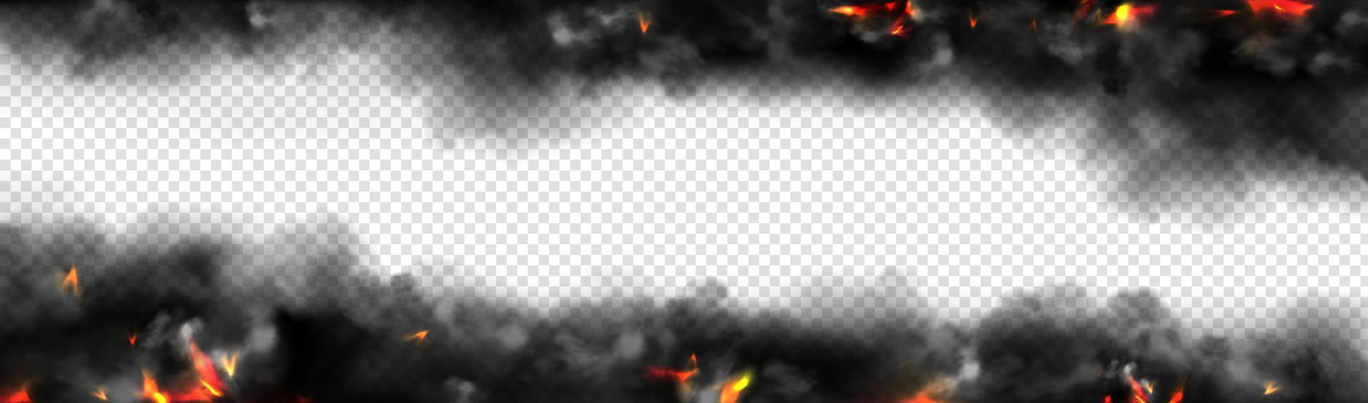 Realistic smoke with fire glow or sparks border vector