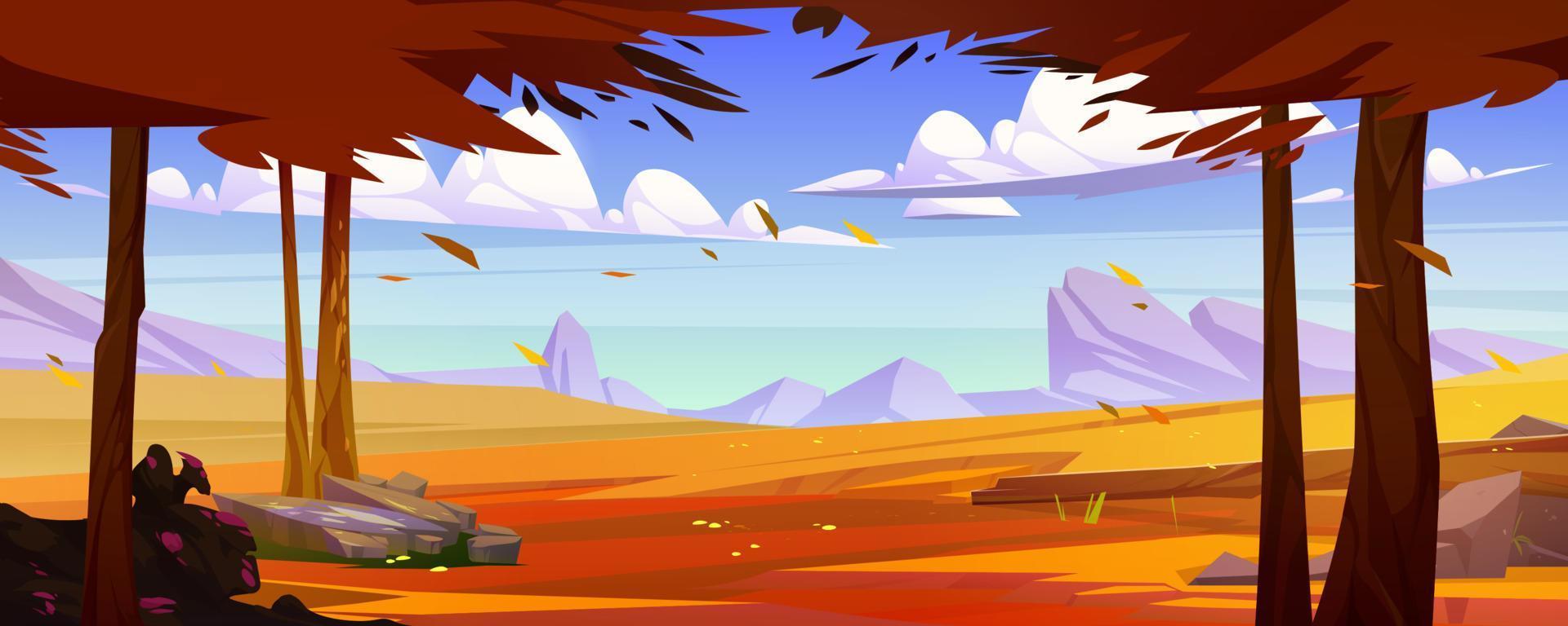 Autumn landscape of mountain valley with trees vector