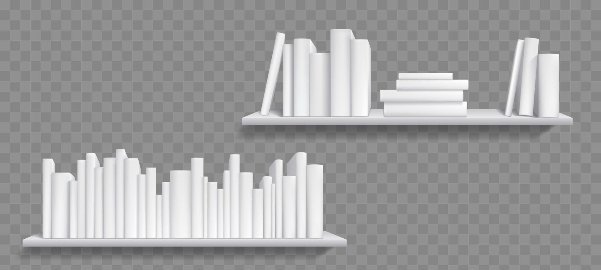 Books on shelf realistic mockup isolated bookshelf vector