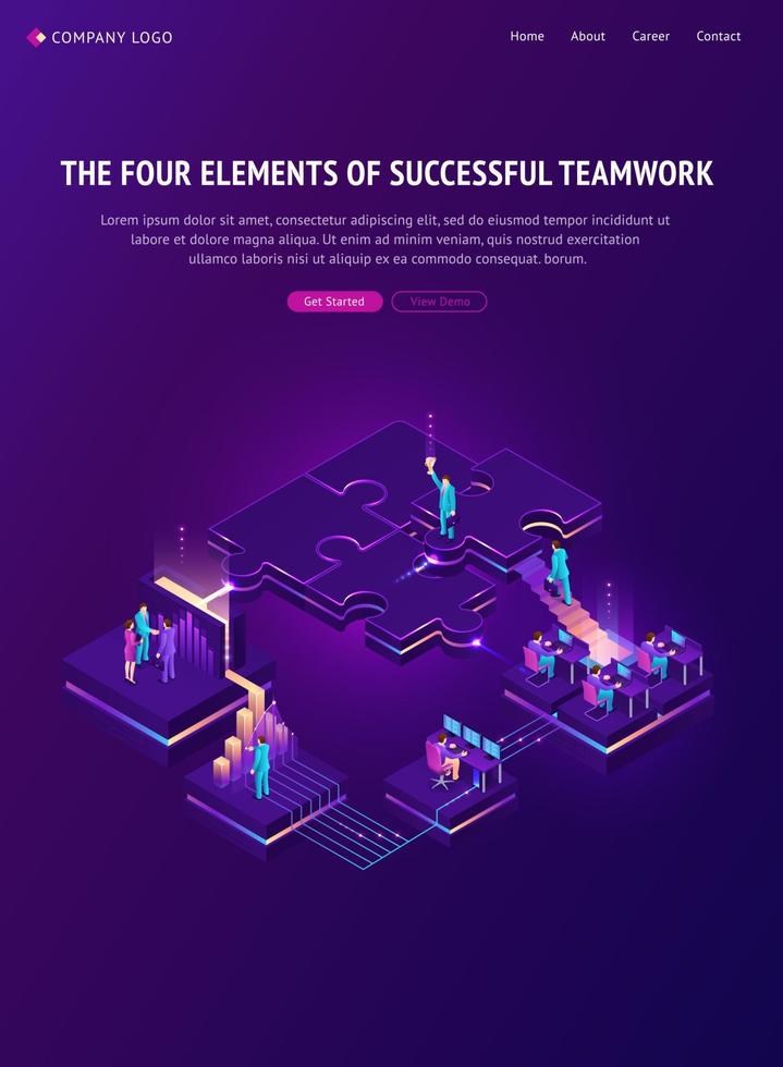 Four elements of successful teamwork banner vector