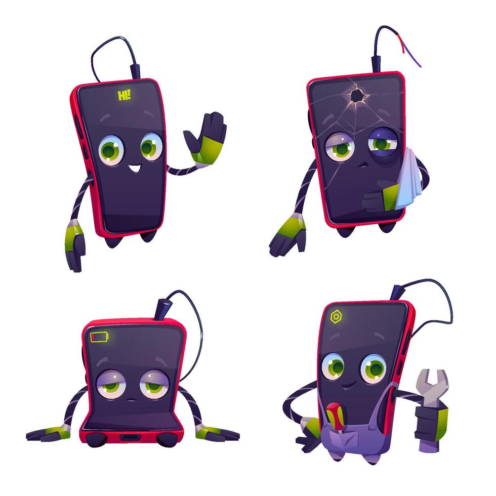 Cute character for smartphone repair service vector
