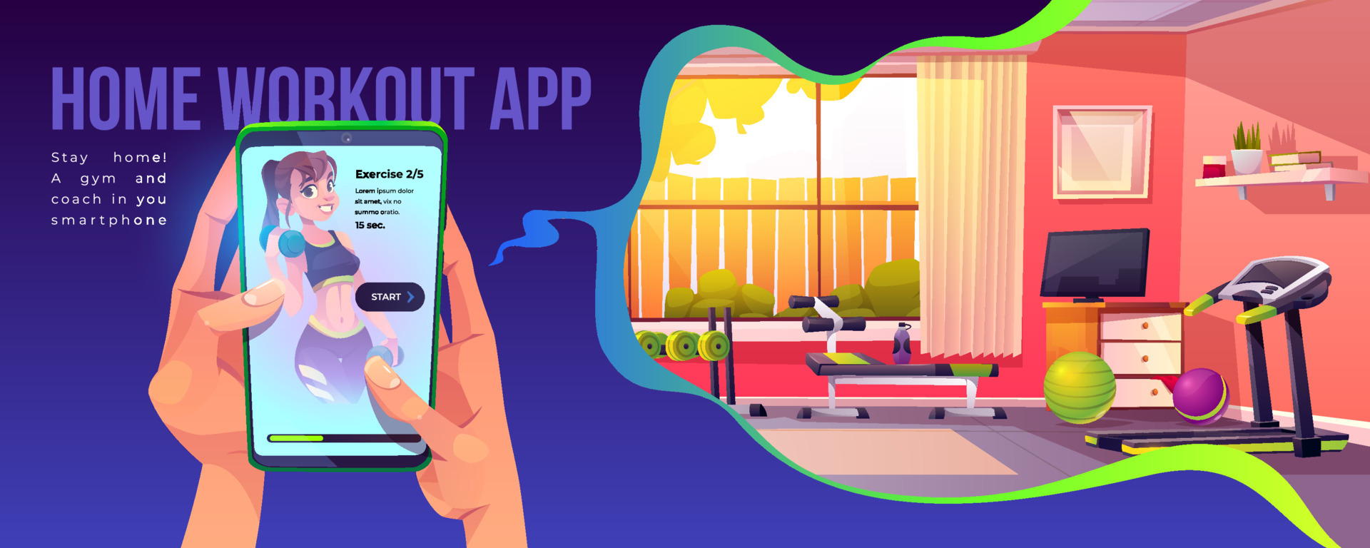 App For Home Workout Banner Smartphone And Gym 16962362 Vector Art At shilpa-shetty-home-workout-exercises-at-home-shilpa-shetty-inspired
