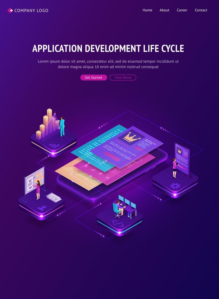 Application development life cycle banner vector