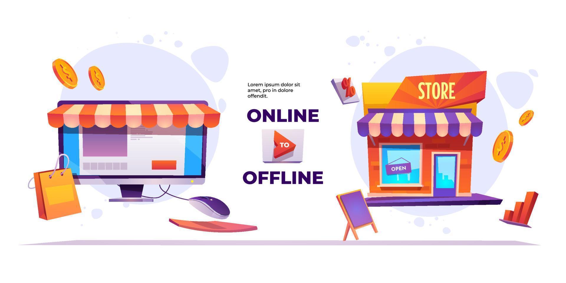 Vector banner of online to offline system