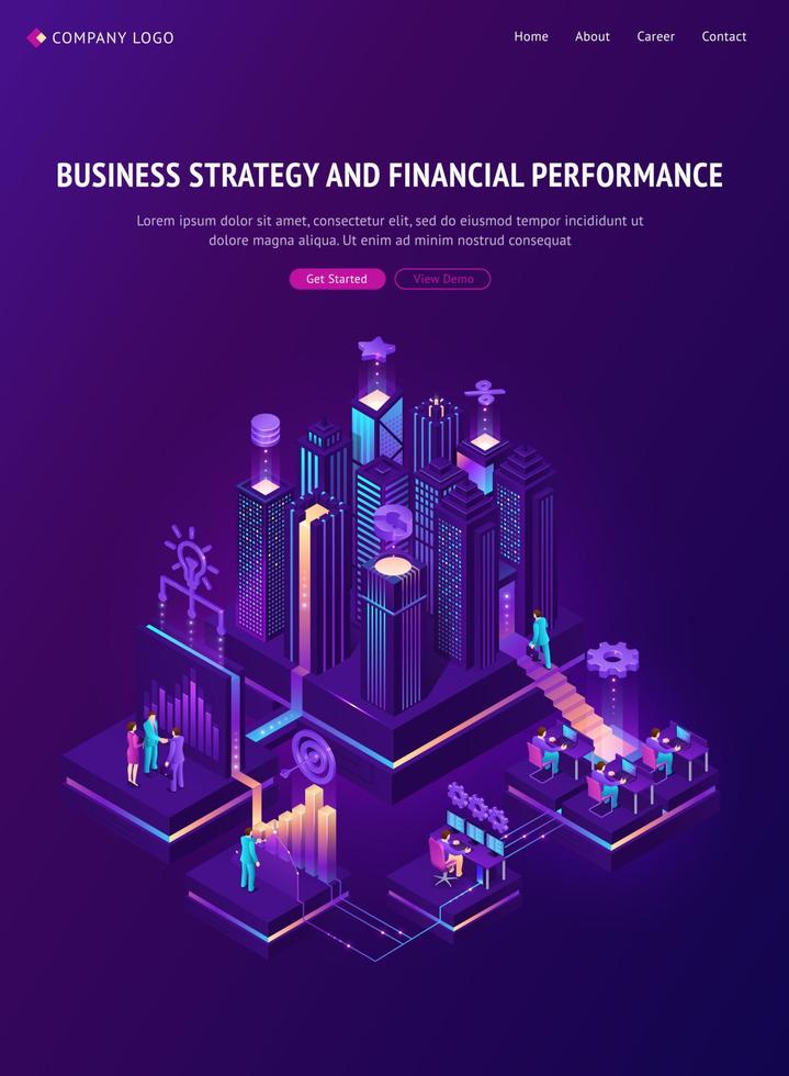 banner de estrategia empresarial y rendimiento financiero vector