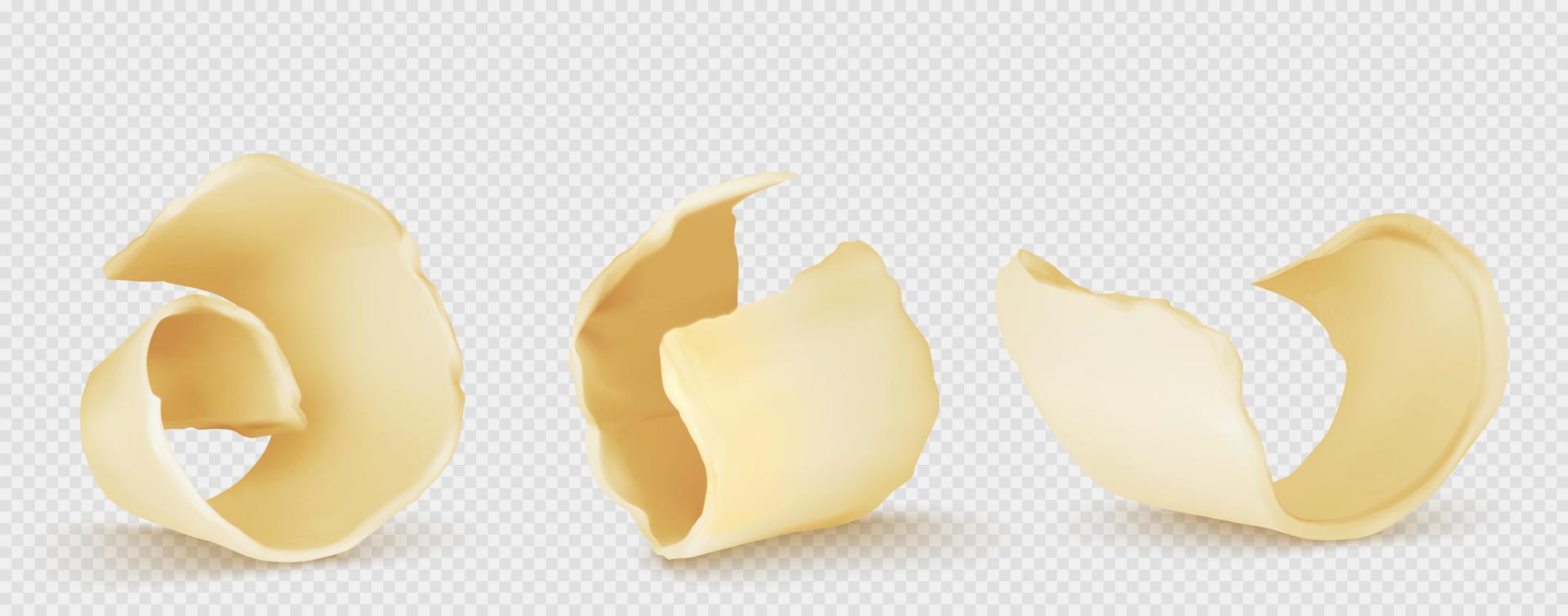 White chocolate or butter curls, spread, dessert vector