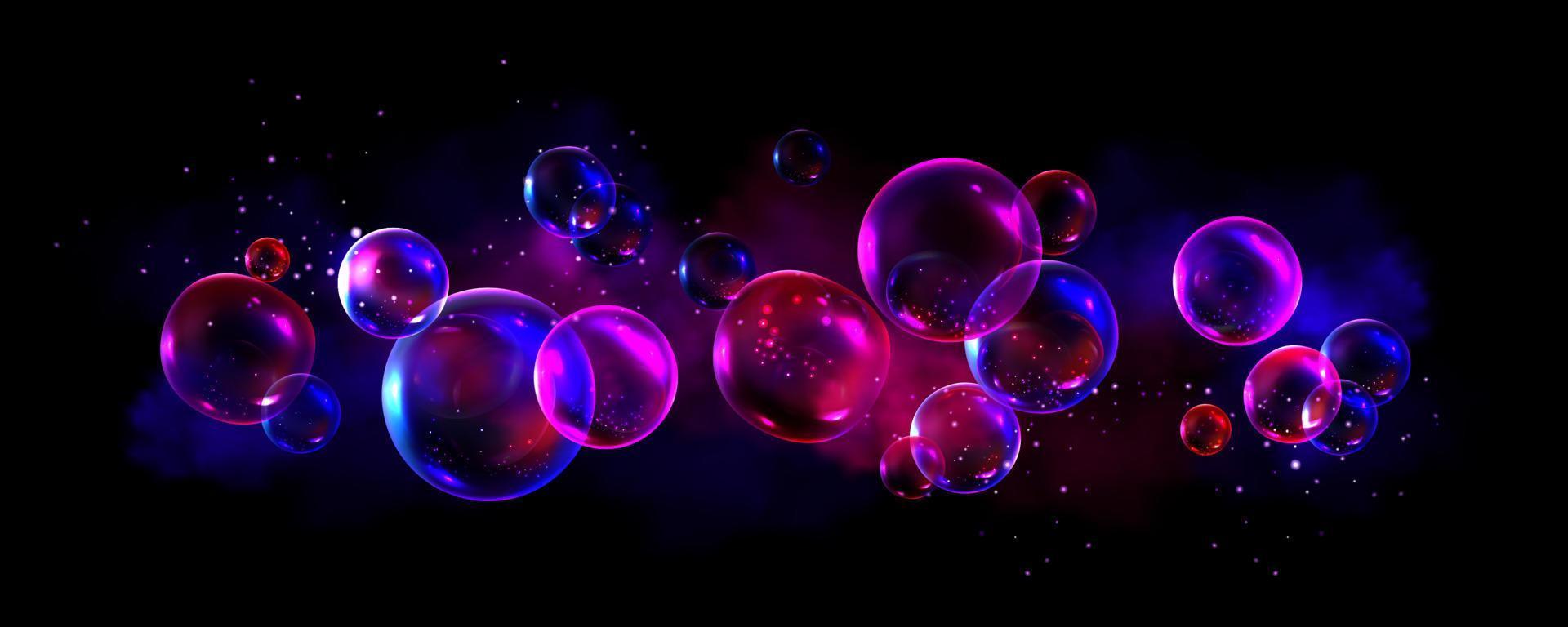Abstract background neon soap bubbles or balls vector