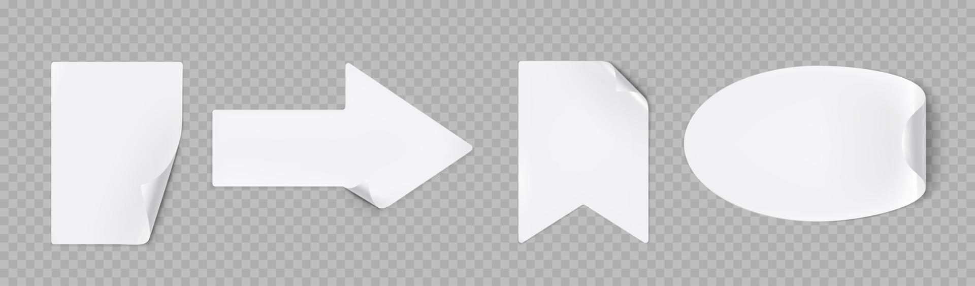 pegatinas blancas despegadas, rectangular, flecha, bandera vector