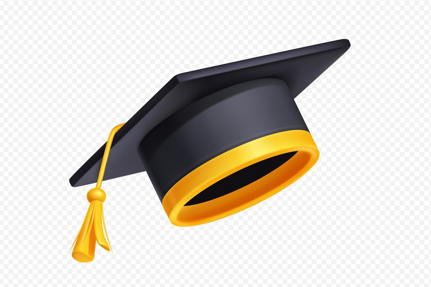 Student graduation cap with gold tassel and ribbon vector