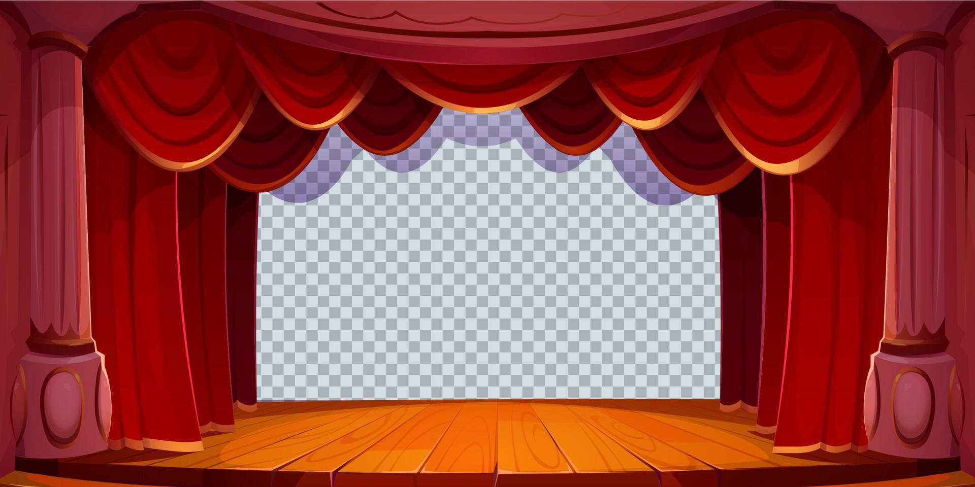 Theater stage, empty retro scene with curtains vector