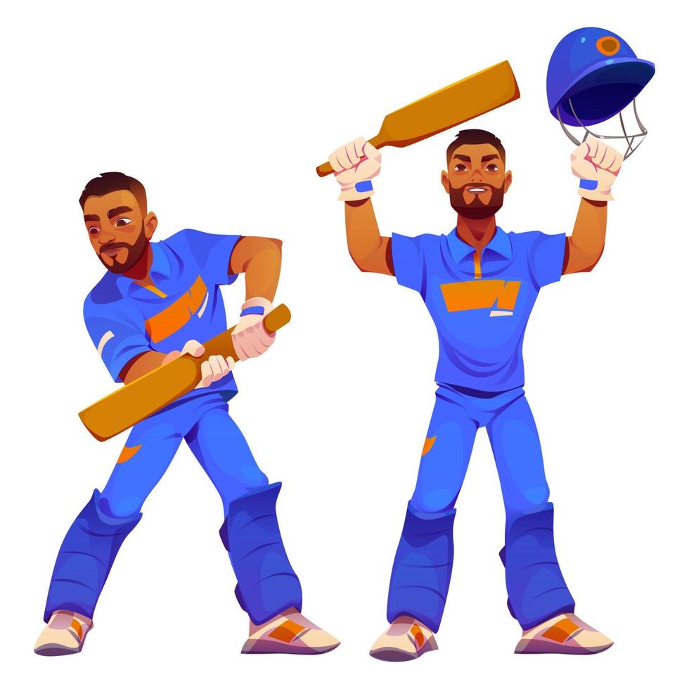 Batsman player with bat, cricket sport competition vector