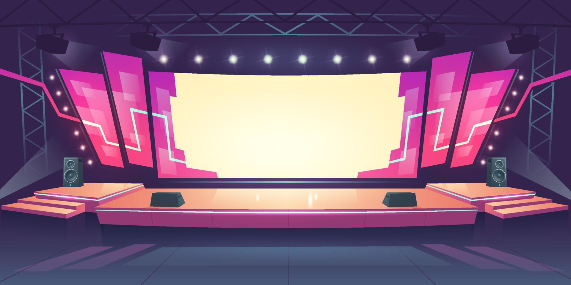 Concert stage with screen and spotlights vector