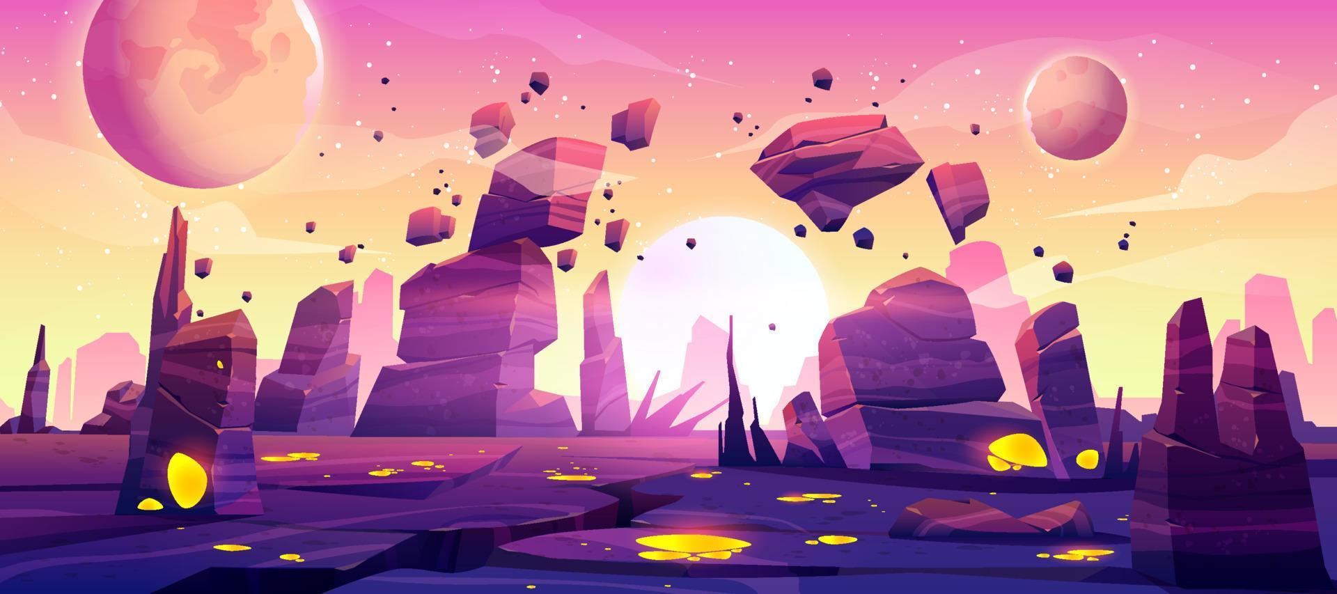 paisaje de planeta alienígena para el fondo del juego espacial vector