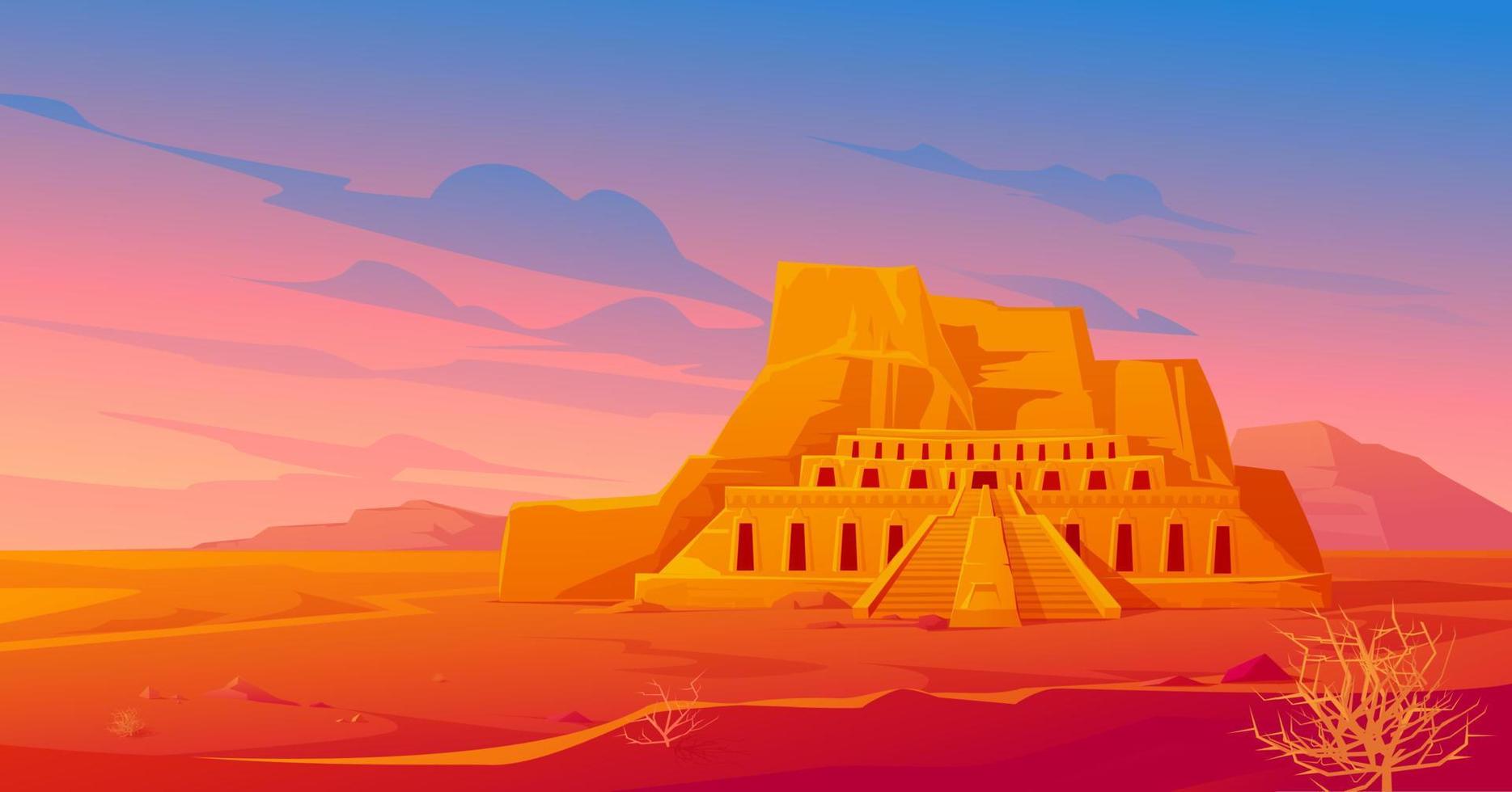 Egypt mortuary temple of queen Hatshepsut, desert vector