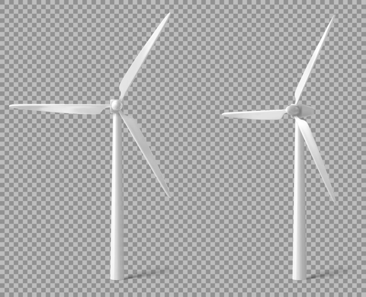 Vector realistic white wind turbine