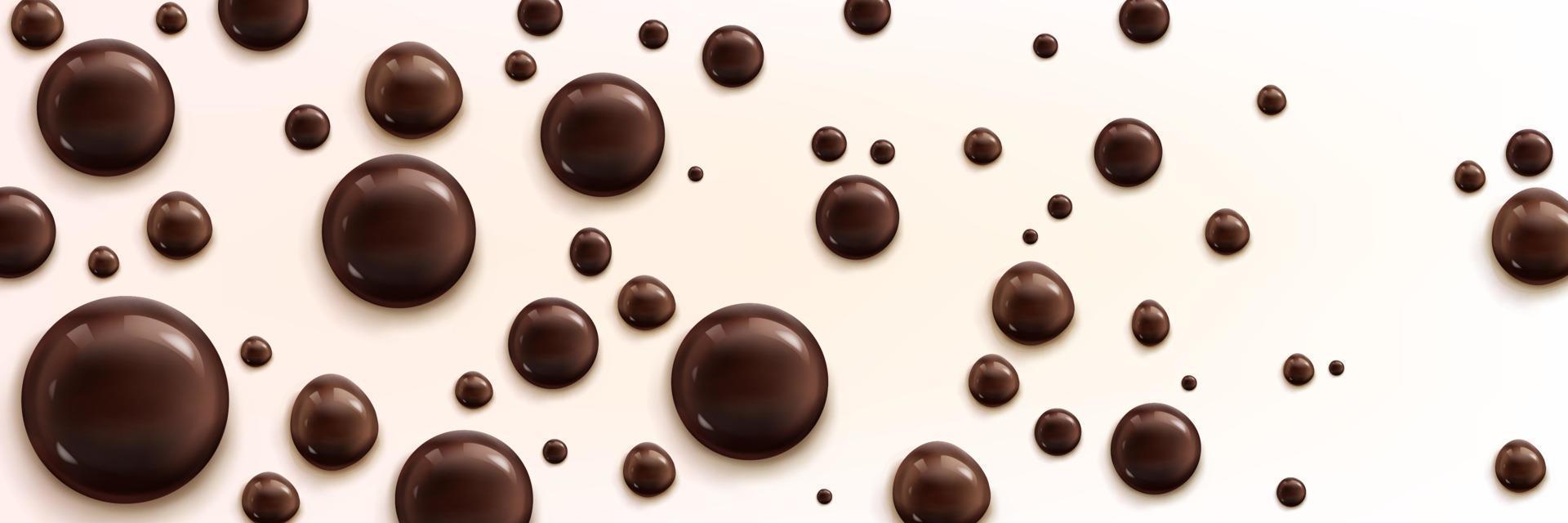 Realistic chocolate bubbles on white background vector