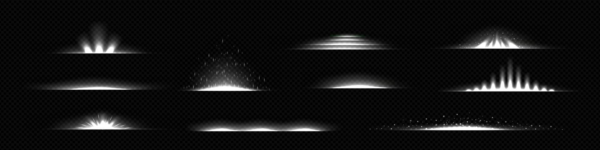 Light dividers, abstract flare lines with glow vector