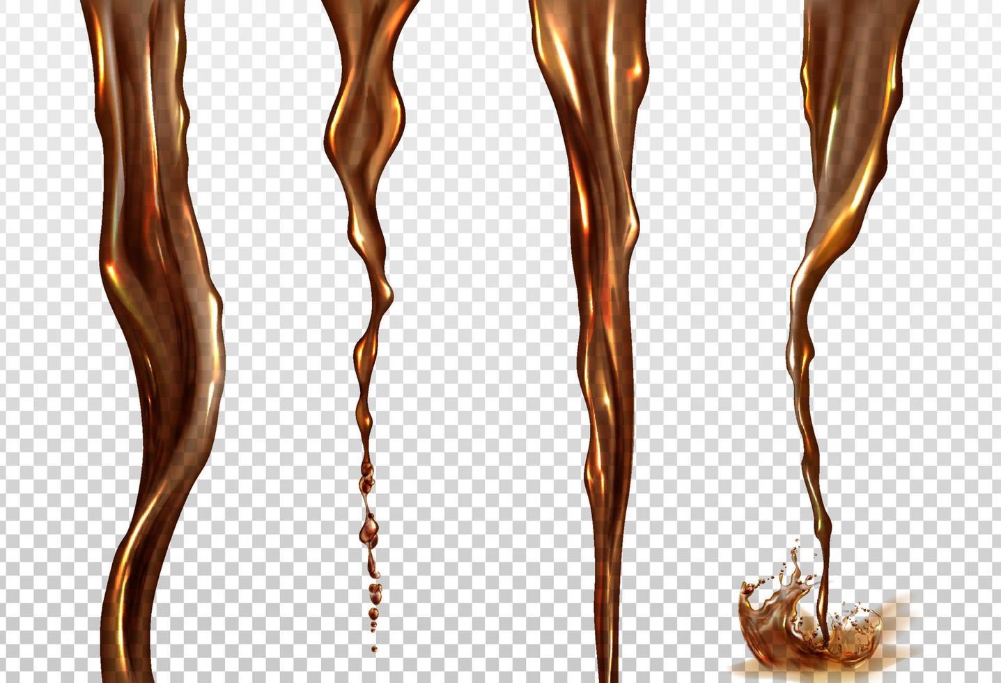 Vector realistic splash and stream of cola or coffee