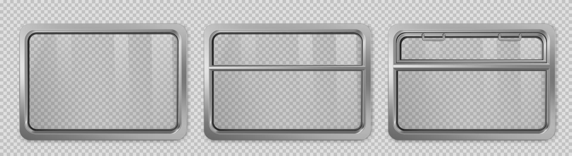 ventanas realistas en tren o vagón de metro vector