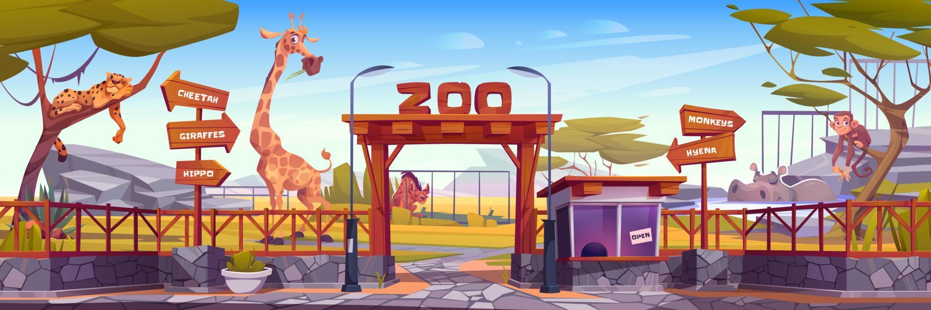 Cute african animals in Zoo park vector