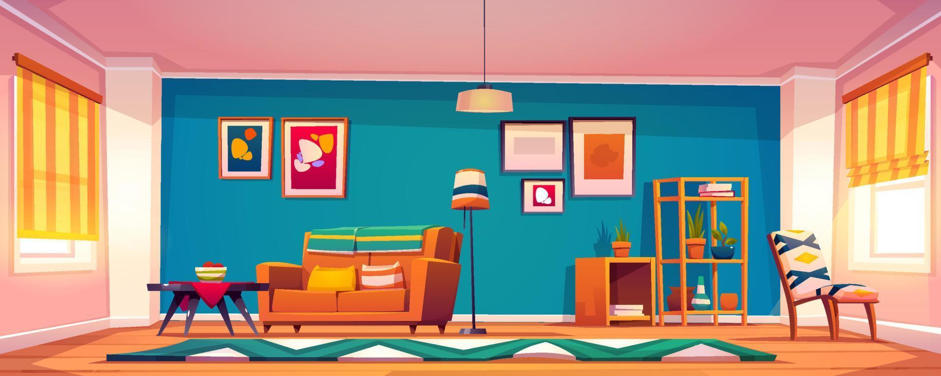 interior vectorial de la sala de estar en estilo boho vector