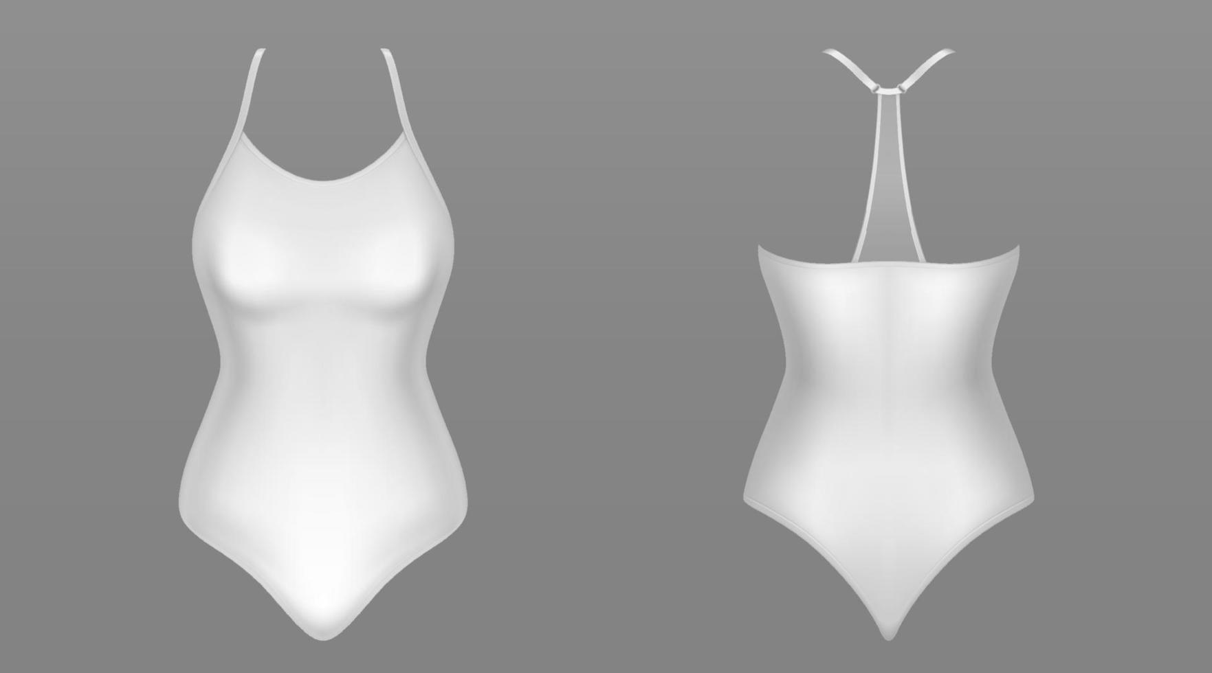 One piece woman swimsuit front and back view vector