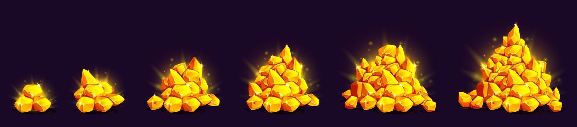 Game icons of piles of gold nuggets vector